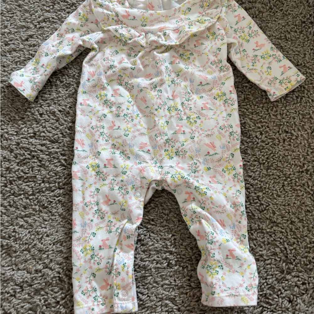 Janie and Jack 3-6 months Floral bunny print one piece